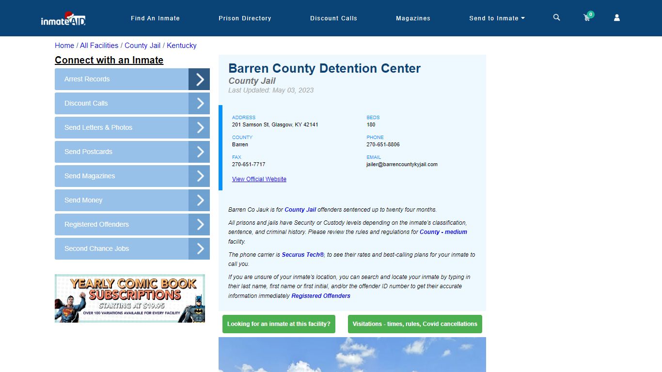 Barren County Detention Center - Inmate Locator - Glasgow, KY